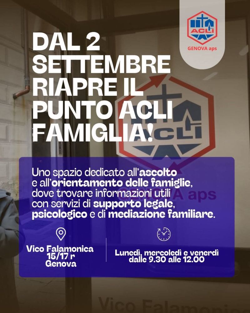 PUNTO ACLI FAMIGLIA - RIAPERTURA - GENOVA - ACLI GENOVA APS