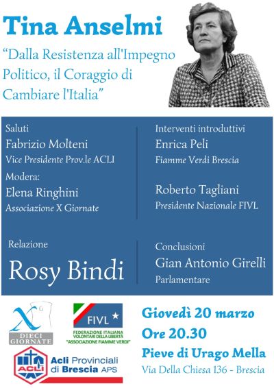 Tina Anselmi "Dalla Resistenza all'Impegno Politico, il Coraggio di Cambiare l'Italia" - Acli Brescia (BS)