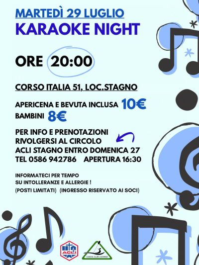 Karaoke Night - Collesalvetti (LI) - Circolo Acli Stagno (LI)
