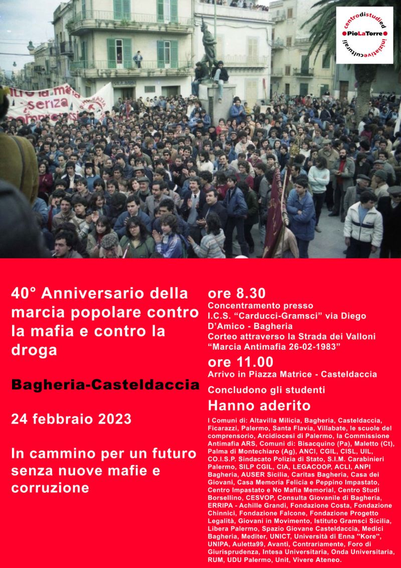 40° Anniversario della marcia popolare contro la mafia e contro la droga - Acli Palermo (PA)
