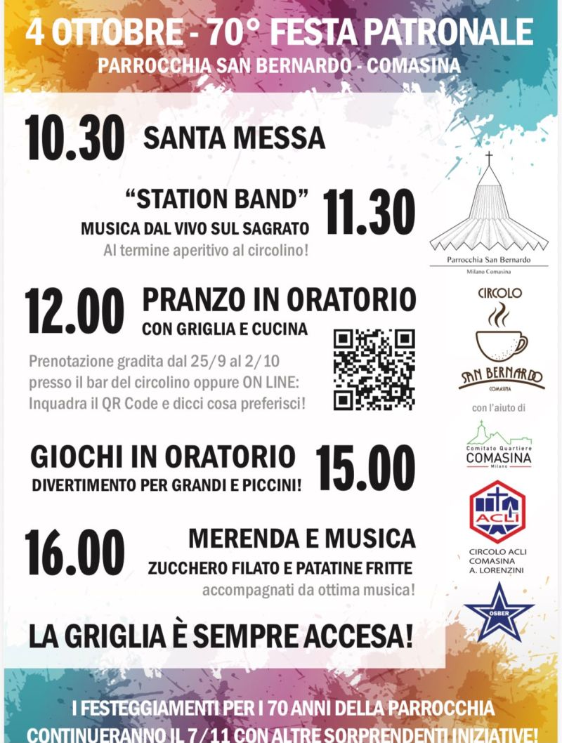 70° FESTA PATRONALE - PARROCCHIA SAN BERNARDO - PROGRAMMA - COMASINA (MI) - CIRCOLO ACLI COMASINA (MI)