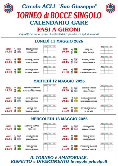 TORNEO DI BOCCE SINGOLO - S. STEFANO DEL SOLE (AV)