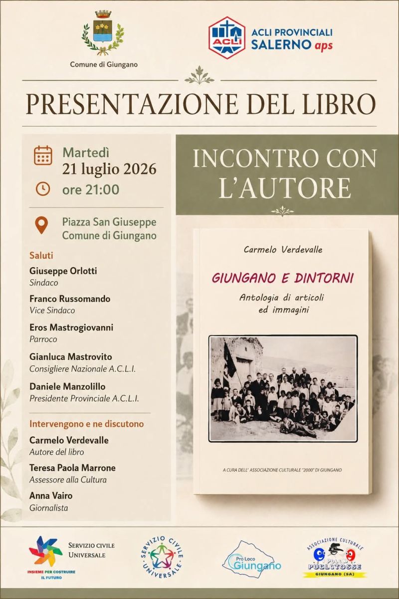 PRESENTAZIONE DEL LIBRO "GIUNGANO E DINTORNI" - ACLI PROVINCIALI SALERNO APS - GIUNGANO (SA)