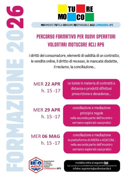 PERCORSO FORMATIVO PER NUOVI OPERATORI VOLONTARI MOTUCORE