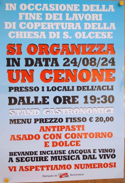 Cenone in occasione della fine dei lavori di copertura della Chiesa di S. Olcese - Circolo Acli Sant&#039;Olcese (GE)