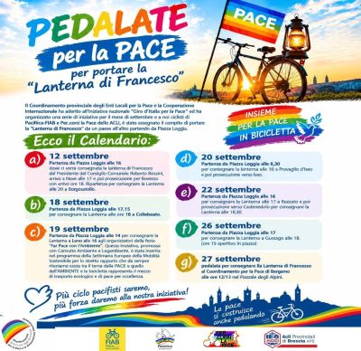 PEDALATE PER LA PACE - PER PORTARE LA "LANTERNA DI FRANCESCO" - BRESCIA - ACLI PROVINCIALI DI BRESCIA