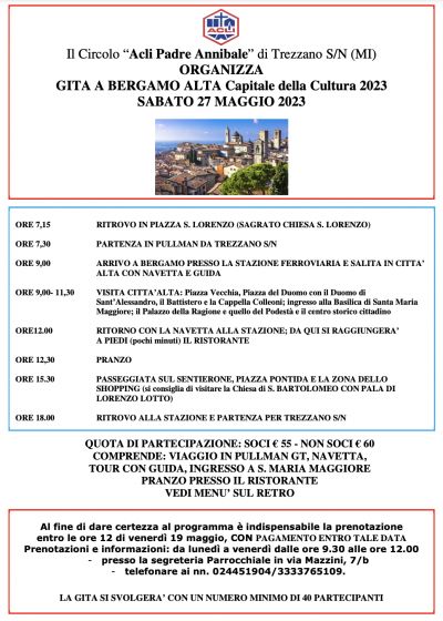 Gita a Bergamo Alta - Circolo Acli &quot;Padre Annibale&quot; di Trezzano sul Naviglio (MI)