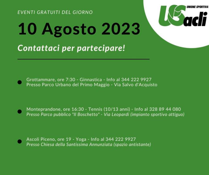 Eventi gratuiti del giorno - US Acli Marche