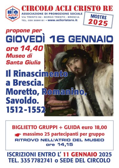 Il Rinascimento a Brescia. Moretto, Romanino, Savoldo. - Circolo Acli Cristo Re