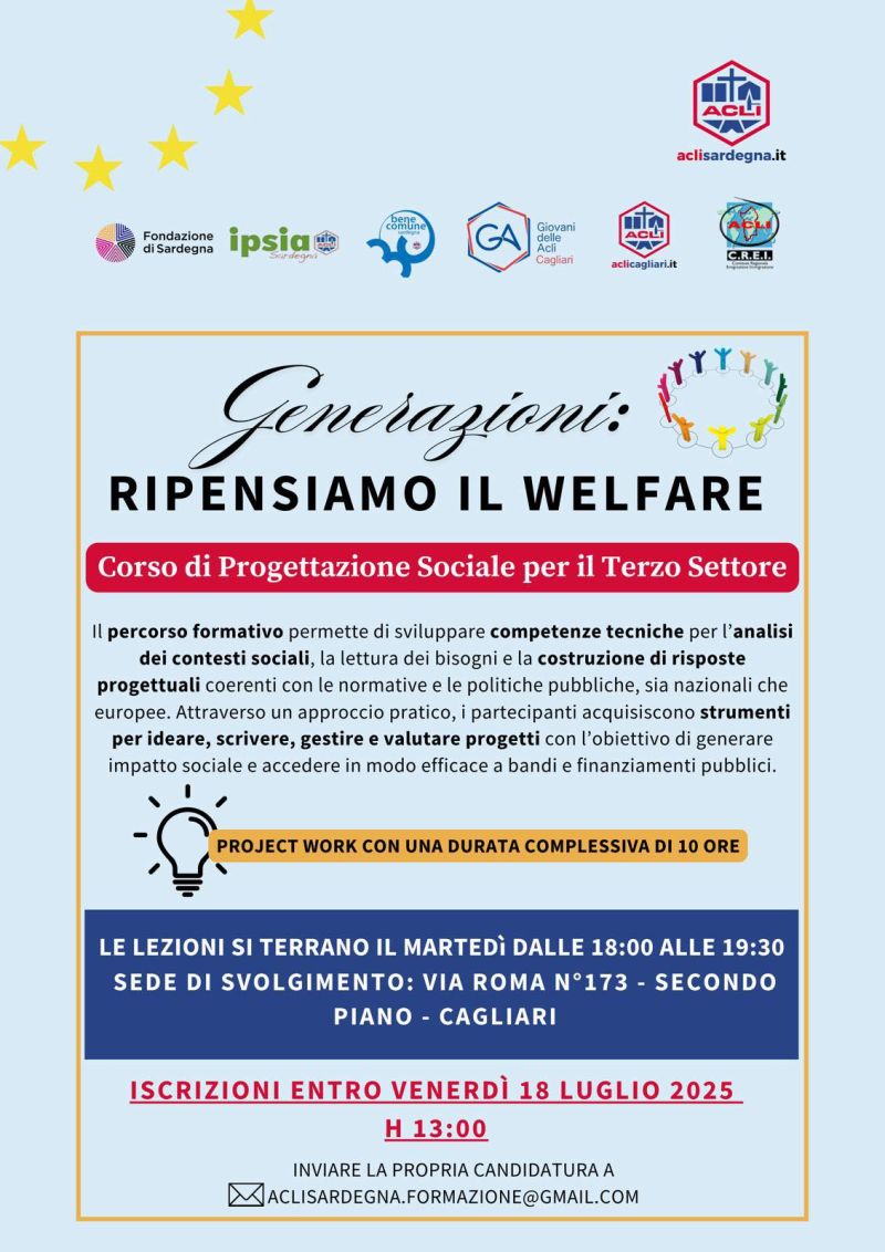 Generazioni: Ripensiamo il welfare - Cagliari - Acli Sardegna (CA)