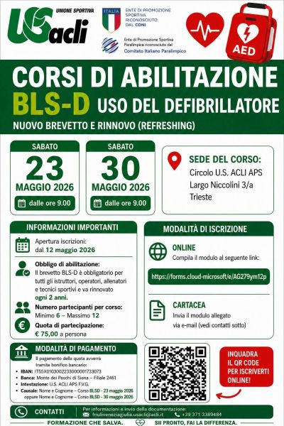 CORSI DI ABILITAZIONE BLS-D USO DEL DEFIBRILLATORE - TRIESTE