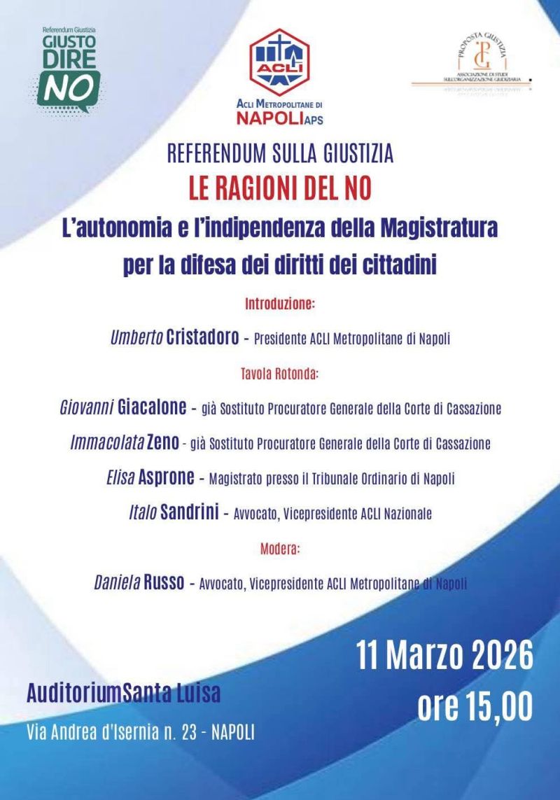 REFERENDUM SULLA GIUSTIZIA, LE RAGIONI DEL NO - NAPOLI
