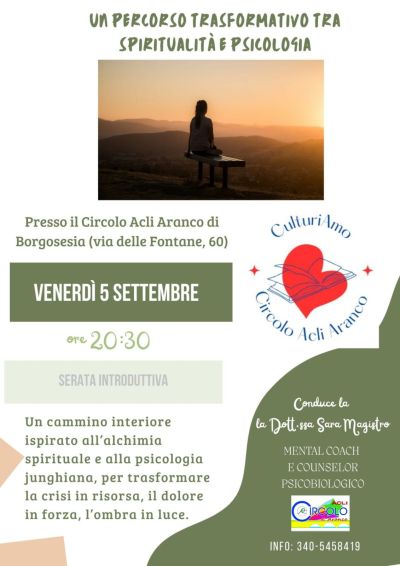 Un percorso trasformato tra spiritualità e psicologia - Borgosesia (VC) - Circolo Acli Aranco (VC)