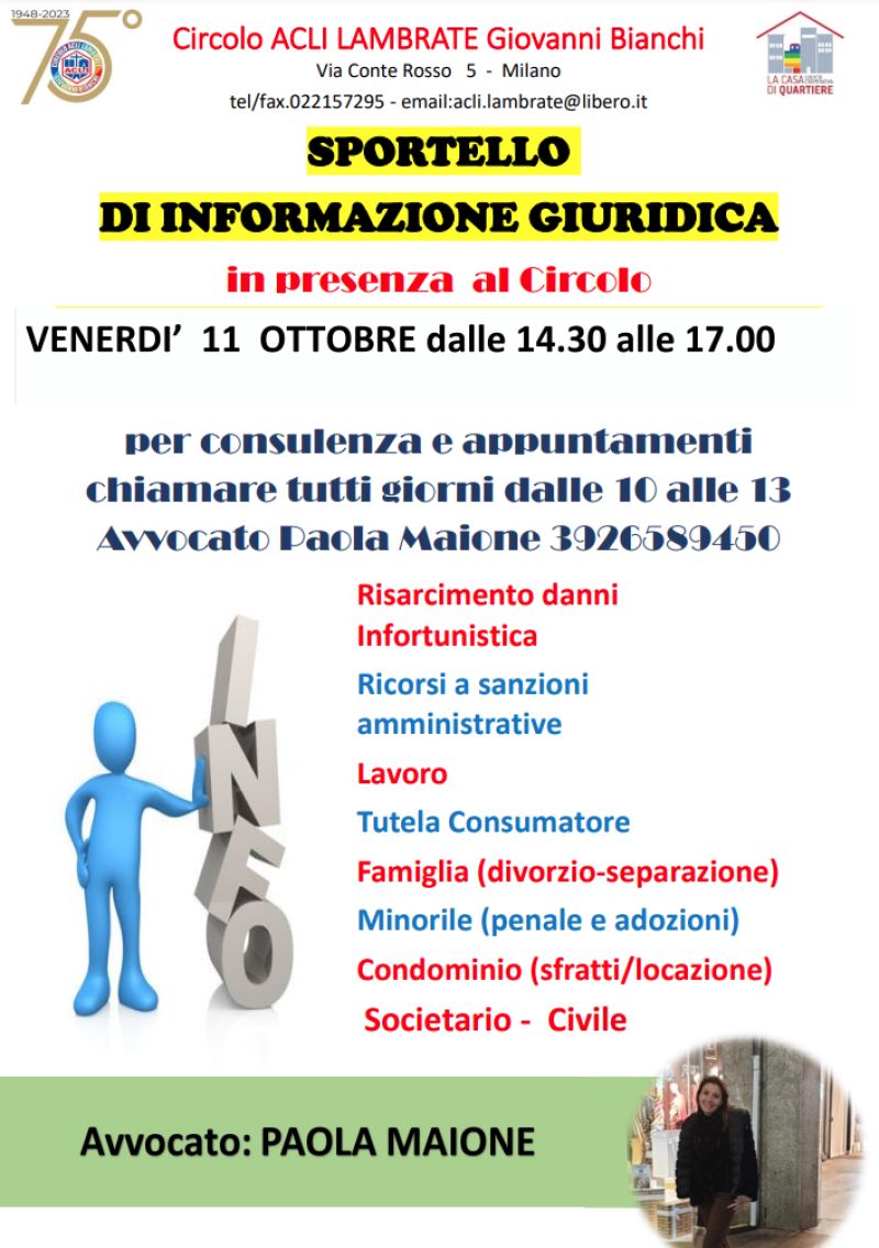 Sportello di informazione giuridica - Circolo Acli Lambrate (MI)