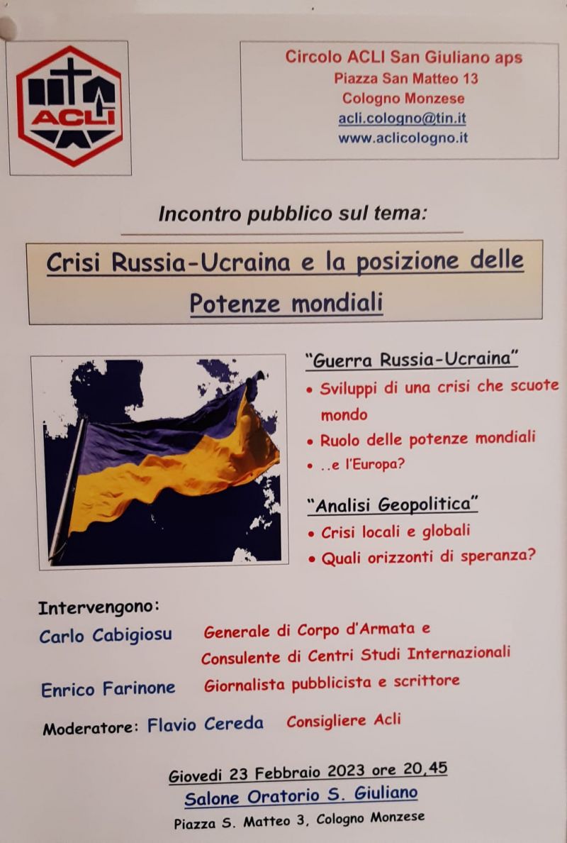 Crisi Russia-Ucraina e la posizione delle Potenze mondiali - Circolo Acli Cologno Monzese (MI)