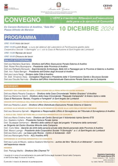 Riflessioni sull'esecuzione delle pene e le sanzioni di Comunità - Acli Avellino (AV)