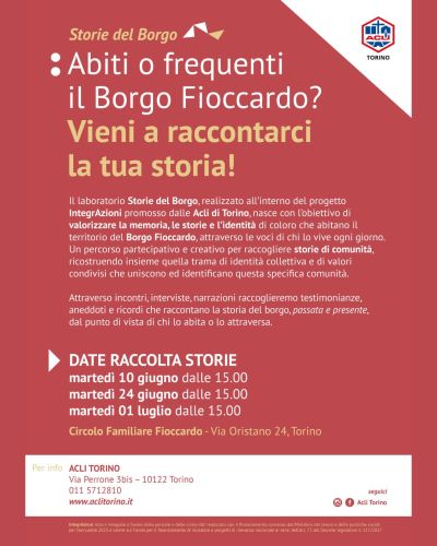 Abiti o frequenti il Borgo Fioccardo? Vieni a raccontarci la tua storia! - Torino - Acli Torino (TO)