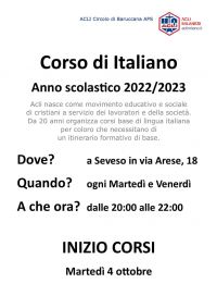 Corso di Italiano - Circolo Acli Baruccana (MI)