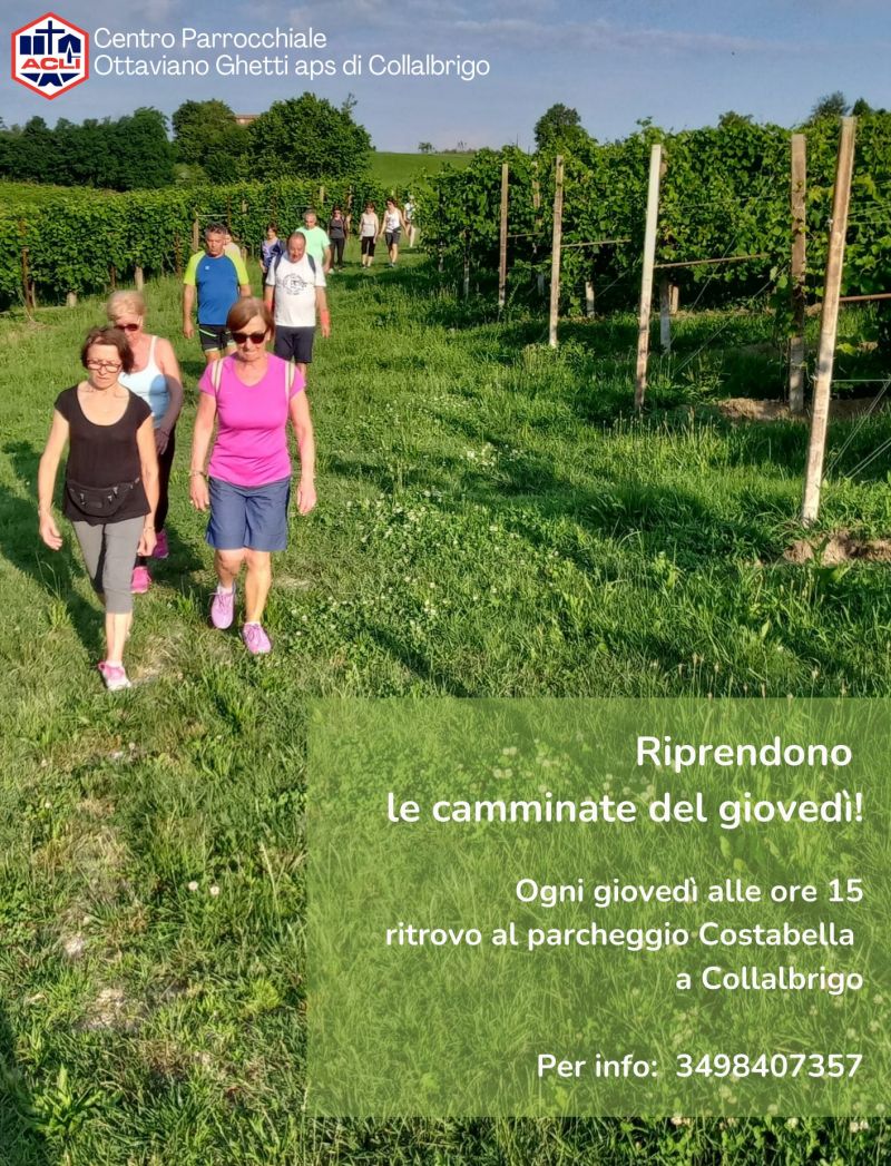 Riprendono le camminate del giovedì - Circolo Acli Collabrigo (TV)