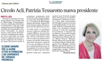 Patrizia Tessarotto nuova presidente del Circolo Acli di Martellago (VE)