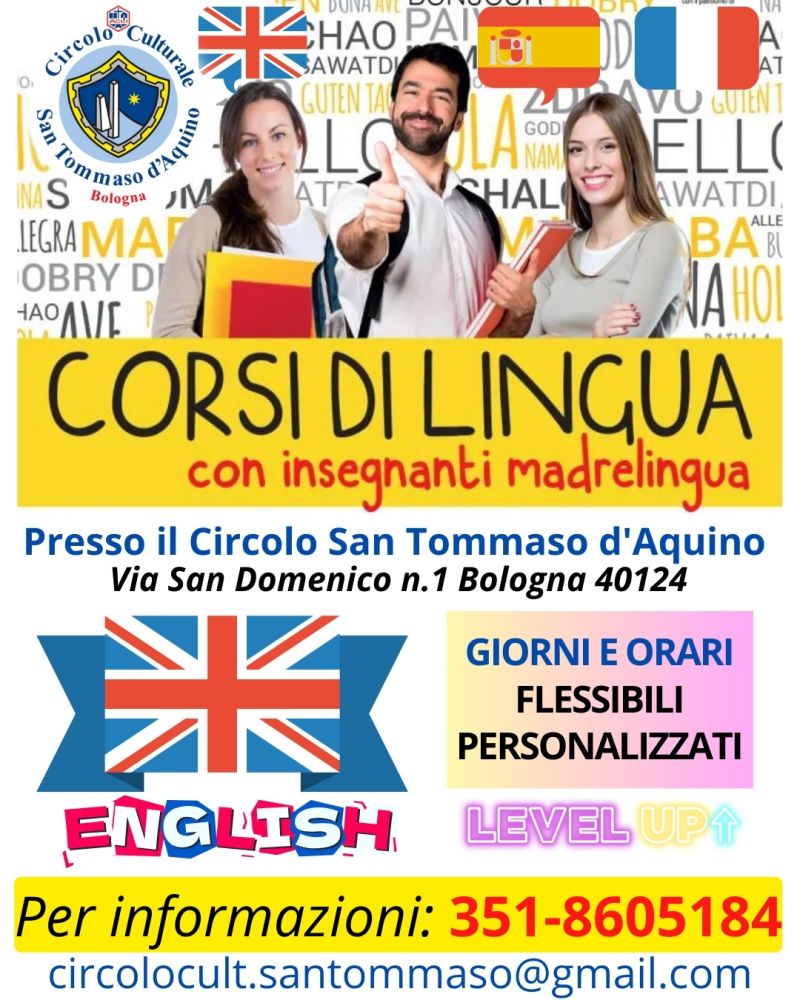 Corsi di lingua con insegnanti madrelingua - Bologna - Circolo Acli San Tommaso D'Aquino (NO)