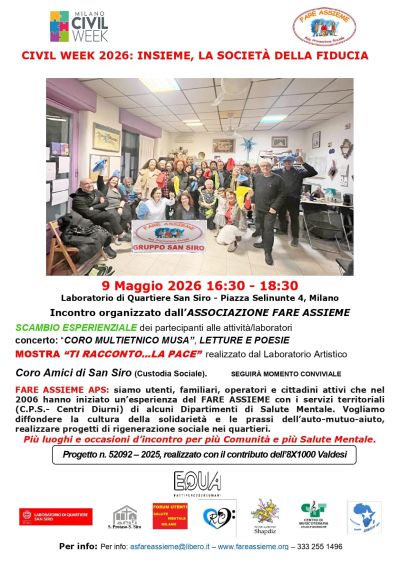 LABORATORIO DI QUARTIERE - CIVIL WEEK 2026: INSIEME, LA SOCIETA' DELLA FIDUCIA - SAN SIRO (MI)