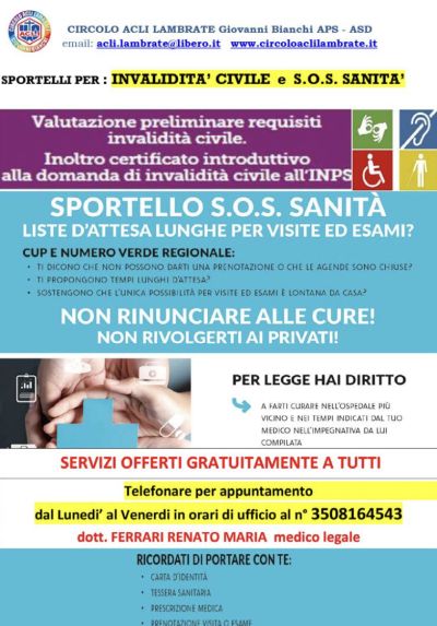Sportello S.O.S. Sanità - Circolo Acli Lambrate (MI)