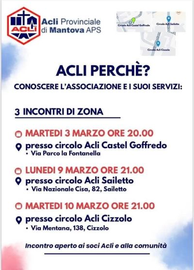 ACLI PERCHE'? - CONOSCERE L'ASSOCIAZIONE E I SUOI SERVIZI - CASTEL GOFFREDO (MN)