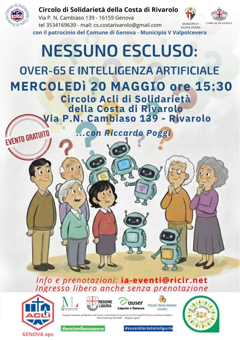 NESSUNO ESCLUSO: OVER 65 E INTELLIGENZA ARTIFICIALE - RIVAROLO (GE)