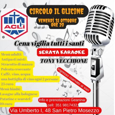 Cena vigilia tutti i santi - San Pietro Mosezzo (NO) - Circolo Acli Il Glicine (NO)
