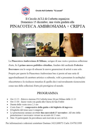 Pinacoteca Ambrosiana + Cripta - Circolo Acli Corbetta (MI)