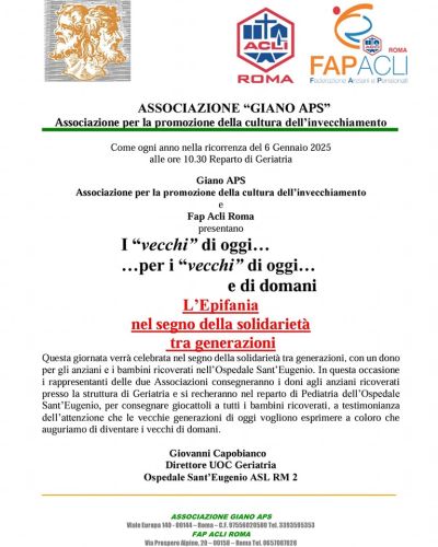 L'Epifania nel segno della solidarietà tra generazioni (Roma)