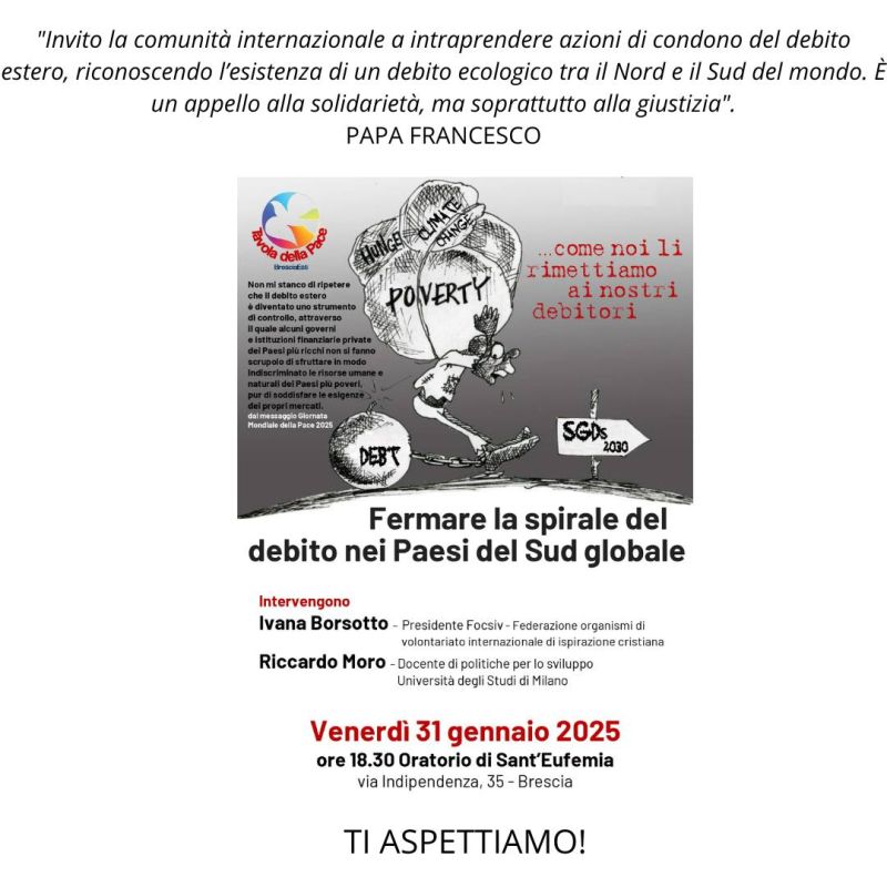 Fermare la spirale del debito nei Paesi del Sud globale - Brescia - Circolo Acli Sant'Eufemia (BS)