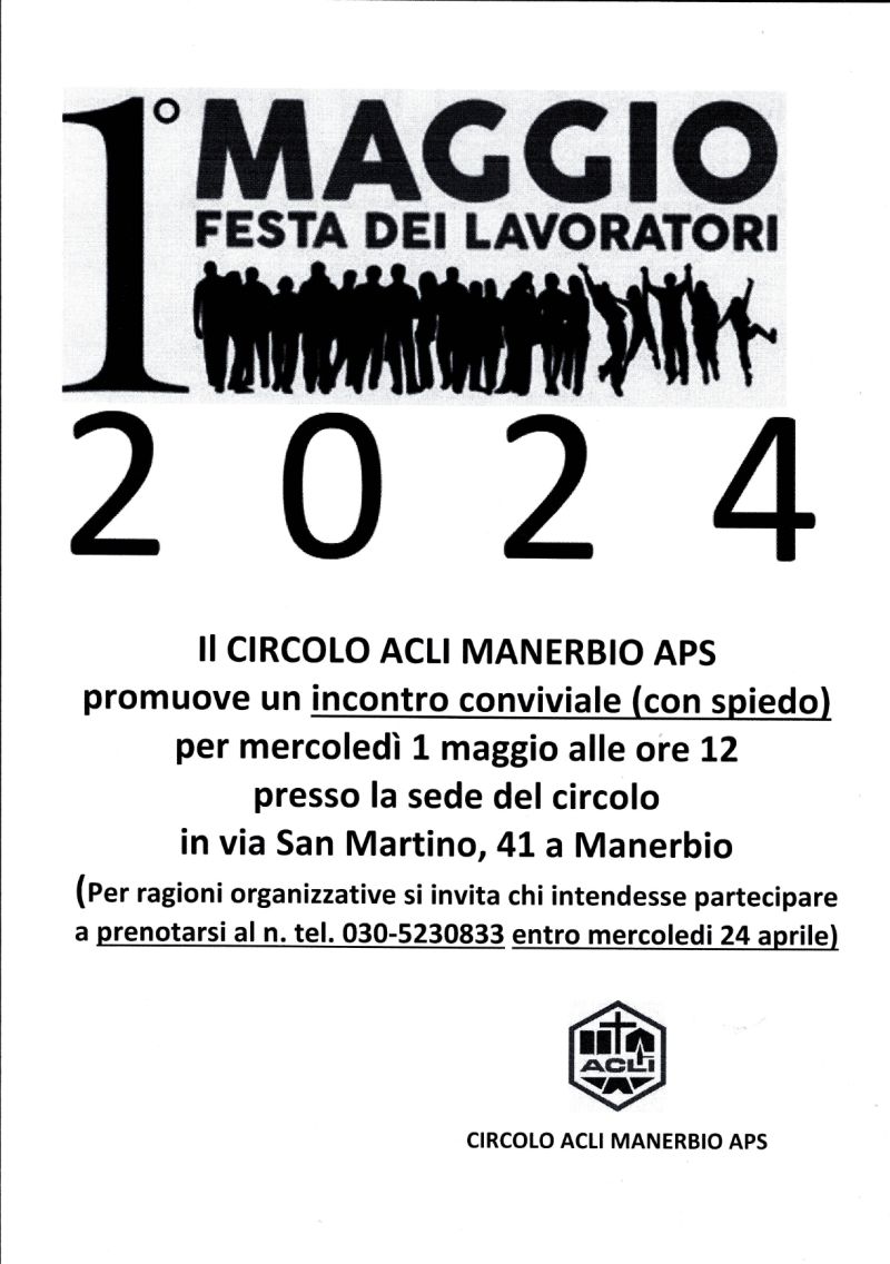 1 Maggio 2024: Festa dei Lavoratori - Circolo Acli Manerbio (BS)