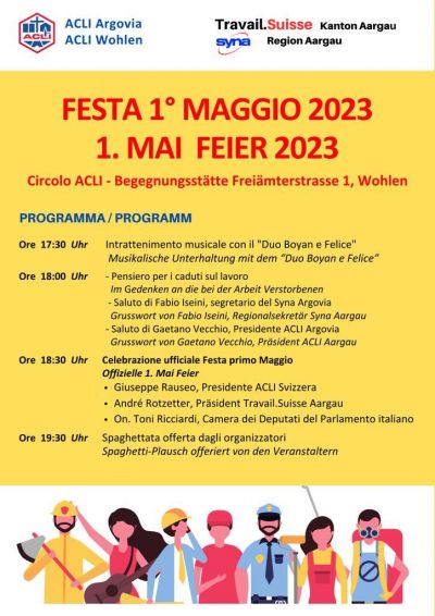 Festa 1° Maggio 2023 - Acli Argovia e Circolo Acli Wohlen (Svizzera)